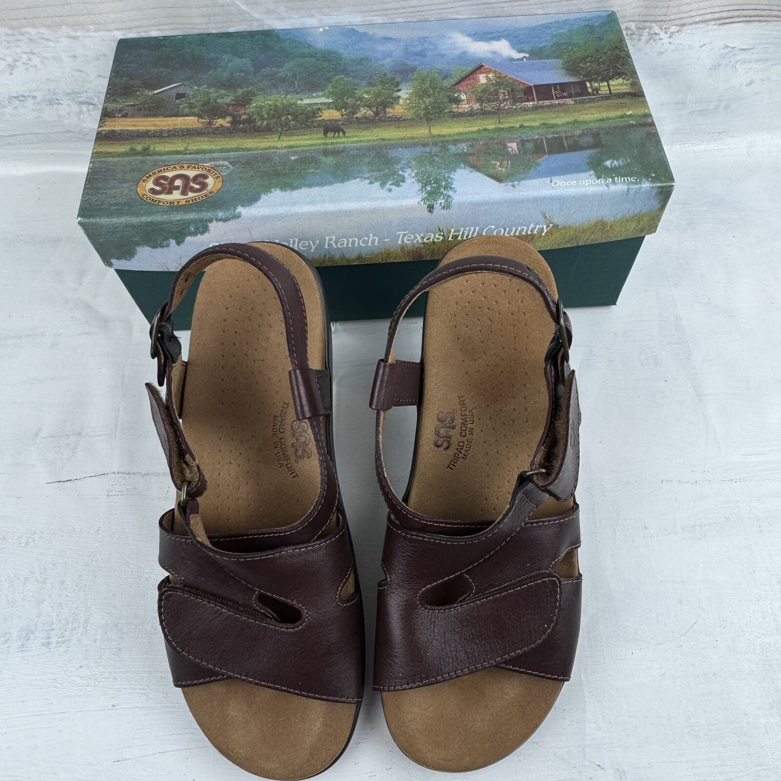 APL SAS Huggy Sandali Scarpe Cannella Taglia 10 N Made In USA Nuovi Donna Marrone Comodi