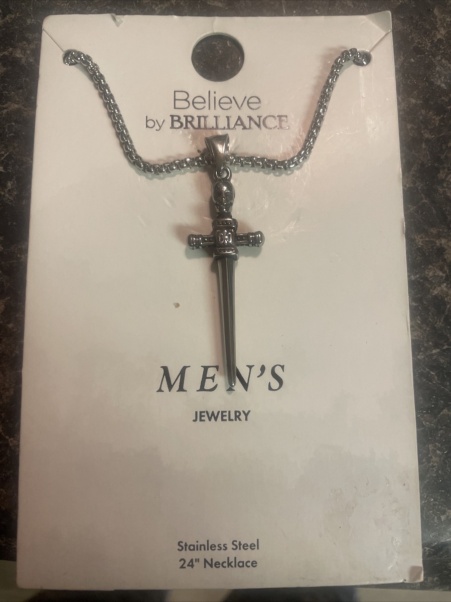 Stainless Steel 24” Necklace Mens Jewelry Believe By Brilliance