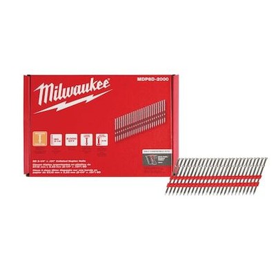 Milwaukee Tool Mdp8d-2000 Duplex Nails,Steel,Plain,2 7/8 In,10 Ga