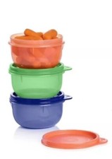 Tupperware IDEAL LIT'L BOWLS Set of 3 W/T Lid Snack Cups Ice Cream Cup Kids NEW
