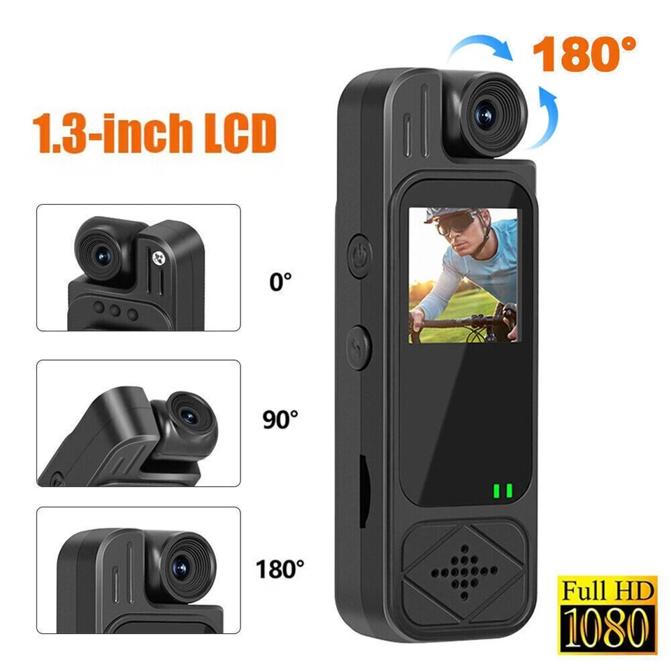 Videocámara de 20 horas 1080P mini cámara de cuerpo de policía HD 180° video DVR IR cámara nocturna Foto 4 de 4