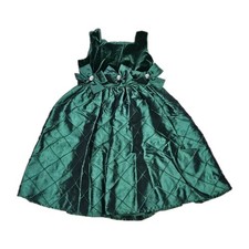 Sweet Heart Rose Girl Holiday Formal Party Green Velvet Sleevless Bow Dress 4 4T