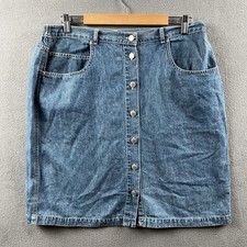 Vintage Faded Glory Denim Skirt Women s 16 Blue Pockets Y2K Boho Missy Button Up
