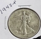 1943 50C Walking Liberty Half Dollar. 90% Silver.   #1927￼