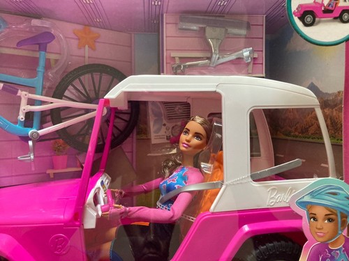 Muñeca Barbie con Jeep Rosa y Bicicleta de Montaña + Portabicicletas. + Casco, Jeep Grande NUEVO - Imagen 2 de 15