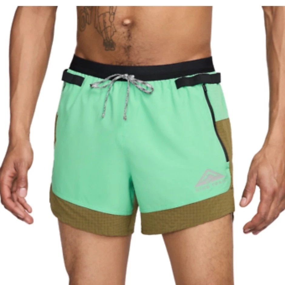 Nike Trail Dri-FIT Mens 5 Inch Running Shorts Green Brown XXL Hiking Gorpcore
