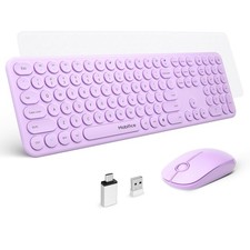 Cute Wireless Keyboard and Mouse Combo Slim 2.4GHz USB Cordless Full Size Sil...