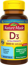 Nature Made Vitamin D3 5000 IU 125 Mcg Softgels, Extra Strength Vitamin D Supp
