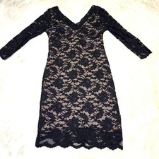 Boston proper lace overlay v-neck black cocktail dress size 12