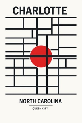 Charlotte North Carolina  ️ Map Art - 24x36  - Premium Matte Paper 200gsm