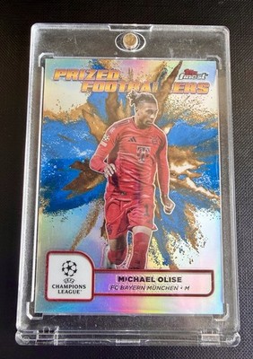 Michael Olise Prized Footballers Fusion Blue Gold Topps Finest 2024-25 SP Bayern
