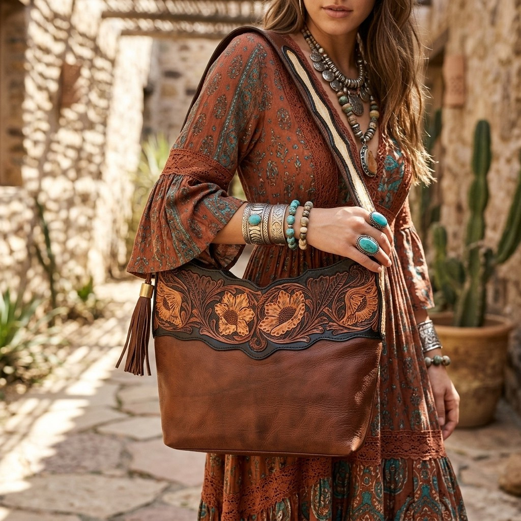 American Darling Sunlit Floral Leather Shoulder Bag