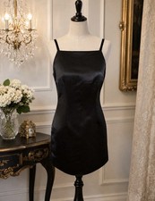Lynn Lugo Size 8 Women’s Little Black Satin Dress 34” Bust 30”W
