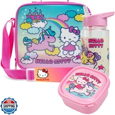 Get Trend Hello Kitty Kids Lunch Bag Set 3 Pc with Leak Proof Water Bottle an