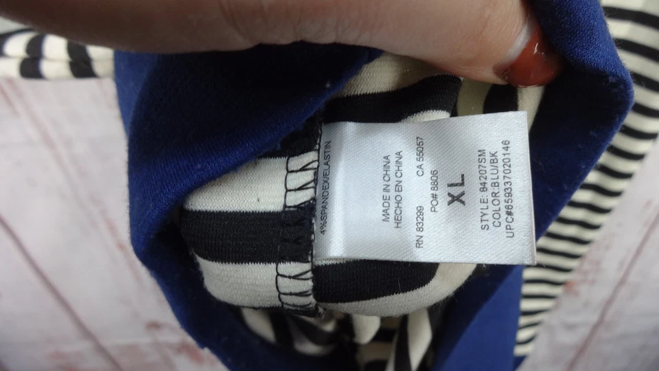 Isaac Mizrahi Midi платье женщин XL черный белый в полоску X-Large эластичной хлопок - Изображение 3 из 4