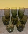 Vintage Anchor Hocking Green Swirl Drinking Glasses Set Of 8