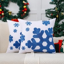 Christmas Throw Pillow Covers 18x18 Set of 2 18" x 18" Pack of 2 Blue
