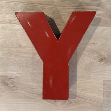 Red Metal Letter Y Wall Decor Hanging Decorative Vertical Medium Painted
