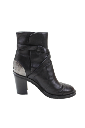 Chanel Womens Leather Crisscross Strap Detail Ankle Boots Shoes Black Size 6 - Picture 8 of 13