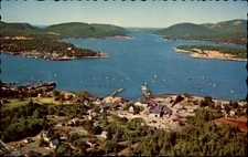 Southwest Harbor and Somes Sound Mt Desert Island Maine aerial postcard s105