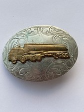 Vintage 18 Wheeler Fuel Truck Two Tone Nickel Silver Belt Buckle