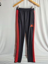 Adidas Youth YXL Climacool Track Pants Black Red Stripes Zip Pockets