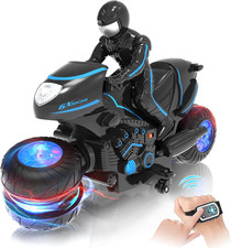 Remote Control Motorcycle Toys New Upgraded RGB Wheels Lights, RC Motorbike with