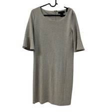Tahari 4 Gray cotton blend short Dress knit flare sleeve back zipper