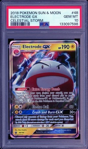 2018 POKEMON SUN & MOON #48 ELECTRODE GX GEM MT PSA 10 CELESTIAL STORM