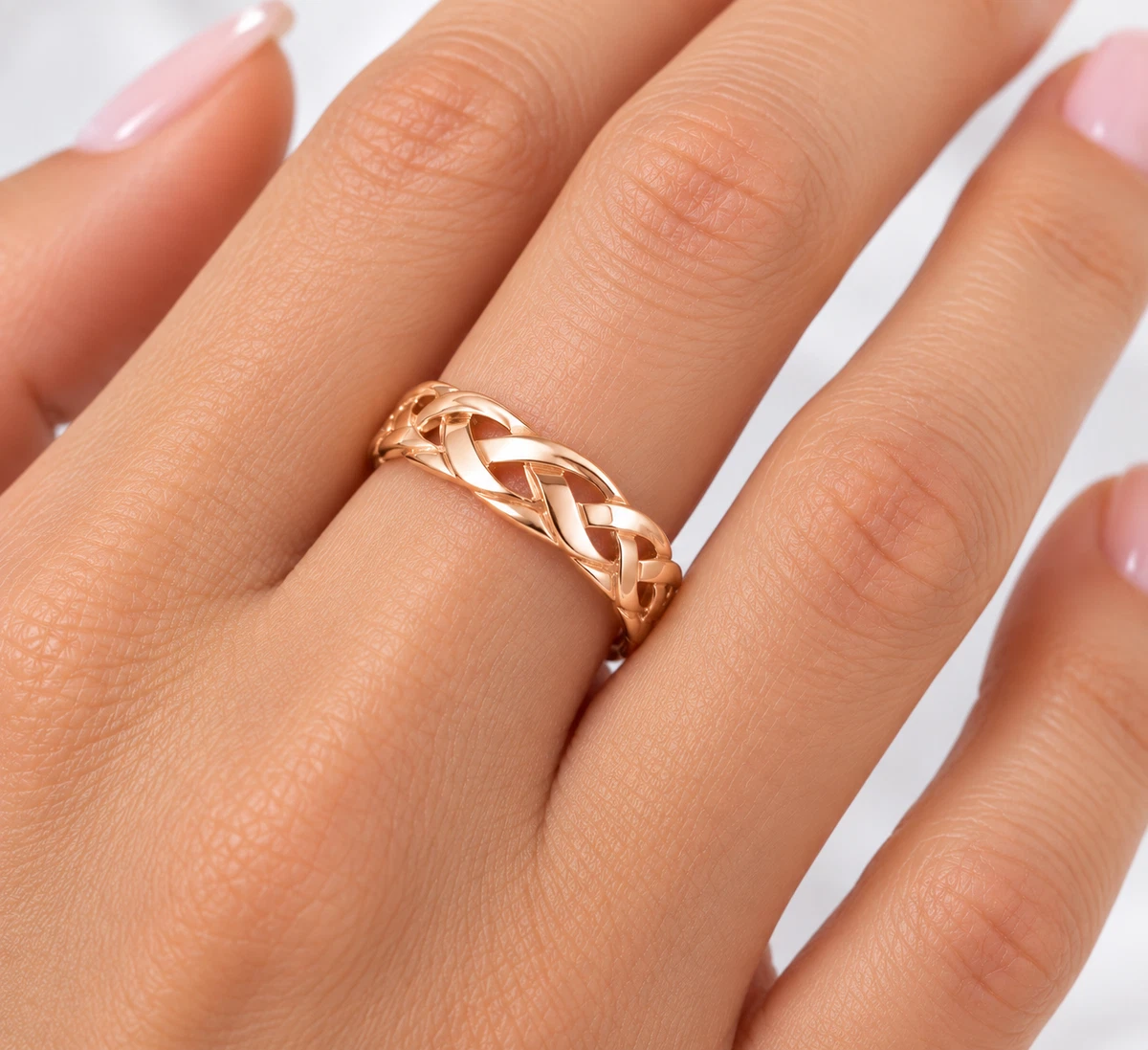 Anillo Celta de Oro Rosa 9ct 4mm con Sello UK 375