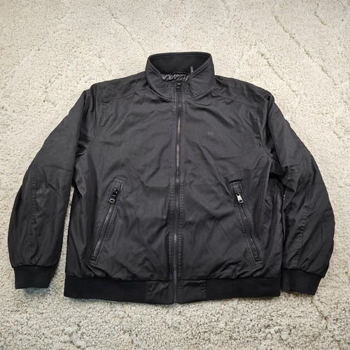 Calvin Klein Mens Jacket Full Zip Quilted Zip Pockets Mock Neck Black Size XL