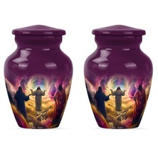 Jesus Cross Urn Pack Of 2 Small For Human Ashes For Adult Male  Female -