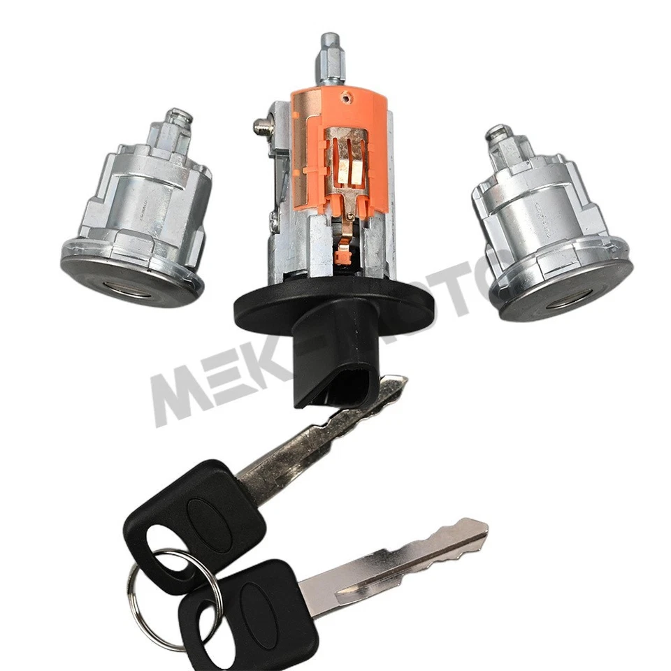 JUEGO DE CILINDROS DE ENCENDIDO Y CERRADURA DE PUERTA NEGRO 2 LLAVES A JUEGO para Ford F150 1996 Foto 4 de 4