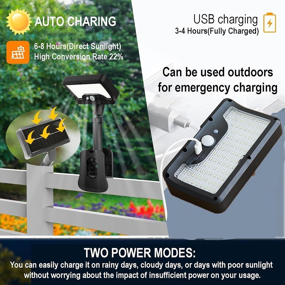 1Pack Clip On Solar Lights Outdoor Motion Sensor 92 LEDs Fence Deck Lights