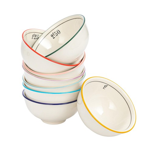 Steingut Schüssel Set mit Faktorzahlen Design Stilen, Mehrfarbig, 8er Set