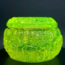 Uranium Glass Box Vaseline Depression Yellow Clear Glass Collection Box