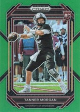 Tanner Morgan 2023 Prizm Draft Green Prizm Rookie Card #113 Bx14a. rookie card picture