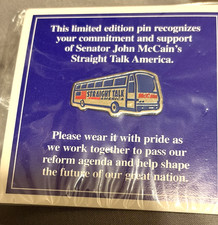 Straight Talk America Bus Lapel Pin John McCain 1.25