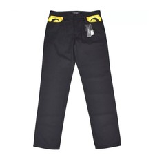 Versace Pantalone Uomo IT 48/ US 32 Nero Barocco Cotone Twill Gamba Dritta Nuovo con etichette $900