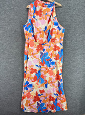 SheIn Dress Women 4XL Pink Floral Maxi Long Sleeveless Hook & Eye Crew Neck