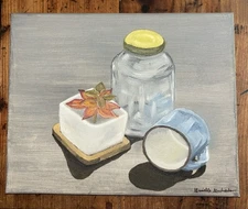 Original Air Plant Still Coffee Mug Jar Signed Marielle Machado 8”x10” Canvas