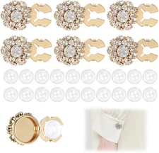6PCS Gold Button Covers for Women Blouses, Rhinestone Button Covers Decorative C