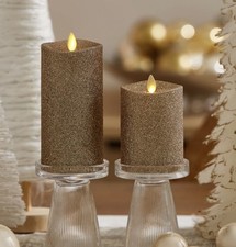 Luminara Gold Glitter Set of 2 Flameless Candle 7   5  Pillar
