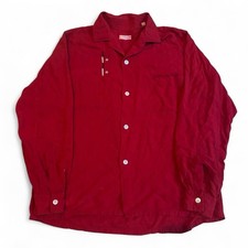 50s Vintage Men  s Loop Collar Atomic Print Button Up Shirt Rockabilly Gabardine
