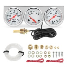 Triple Gauge Set Oil Pressure Water Temp Voltmeter 3 In 1 52mm Cluster Kit