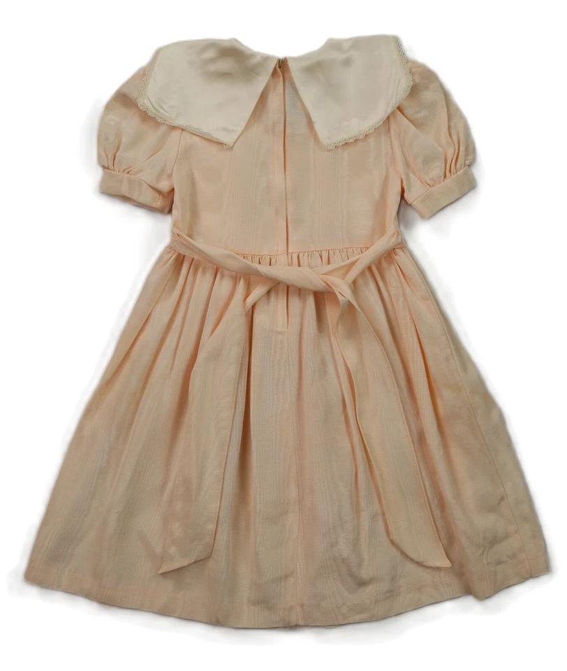 Vestido De Colección Años 80 JESSICA McClintock Novia Niña’s 6 Pálido Melocotón Marinero Cuello Encaje Foto 4 de 4