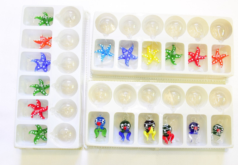 Blown Glass, Beach Theme, Floating Charms, For Drinking Glasses