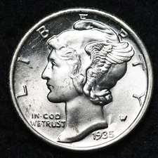1935 Mercury Silver Dime GEM BU *UNCIRCULATED* MS E382 SCP