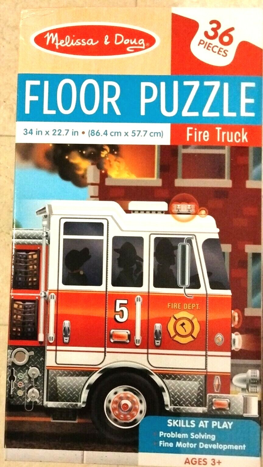 Melissa & Doug 36 Piece Fire Truck Floor Puzzle Ages 3+ New In Box