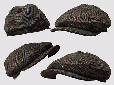 8 panel bakerboy,newsboy,peaky blinder,cheese cutter 1920s 6 pence flat cap